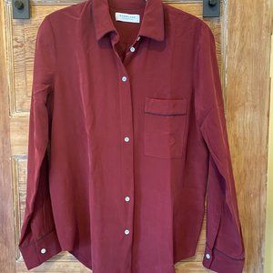 Piped Silk Button Down Shirt